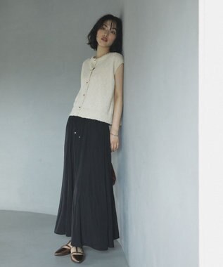 Green Parks ツィード風金釦ニットベスト Black