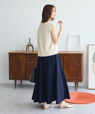 Green Parks ツィード風金釦ニットベスト Ivory