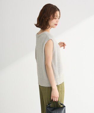 Green Parks ツィード風金釦ニットベスト Gray