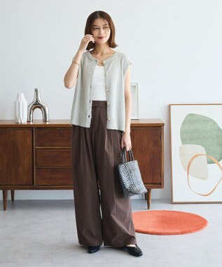 Green Parks ツィード風金釦ニットベスト Gray