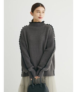 Green Parks ・Ｐｅｔｉｔ　Ｆｌｅｕｒ　ハイショクパイピングニット Charcoal Gray