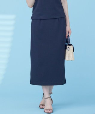 組曲 S 【WEB限定】ストライプジャガード タイトスカート ブラック系