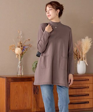 Tiaclasse ポケット付きニットチュニック モカ