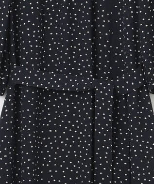 23区 【洗える】バックサテンアムンゼン ドットプリント ワンピース ネイビー×ホワイトドット