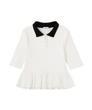 earth music&ecology ダブル衿ペプラムプルオーバー Ivory