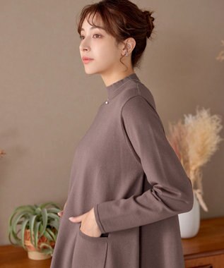 Tiaclasse ポケット付きニットチュニック モカ