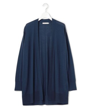 ICB L 【洗える】コンパクトファインウール ロングカーディガン ブルーグレー系