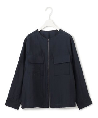 ICB リヨセルナイロンワッシャー ノーカラーブルゾン ネイビー系