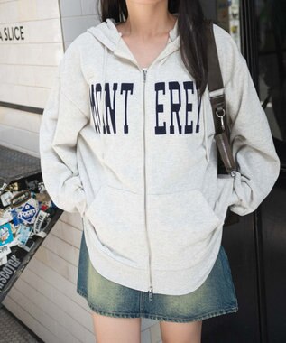 WEGO ロゴWジップビッグパーカー 杢グレー