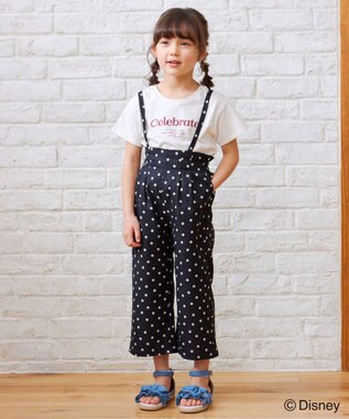 ANY KIDS 麻ライク ドット柄 ガウチョ ブラックドット