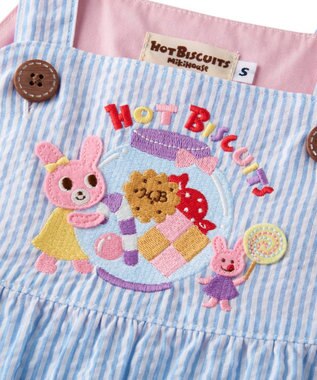MIKI HOUSE HOT BISCUITS 【70-110cm】 キャビット×お菓子シリーズ サッカー素材ジャンパースカート サックス