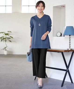 Tiaclasse 【日本製・新色追加・洗える・ストレッチ】エアシルキーワイドパンツ ブラック