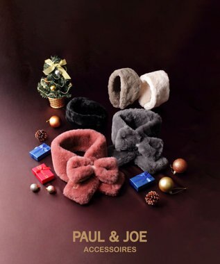 MOONBAT 【新色追加】PAUL & JOE ACCESSOIRES フェイクファーリボンマフラー ダークレッド