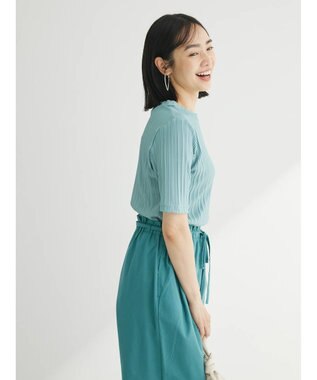 Green Parks プリーツ５分袖プルオーバー Sax