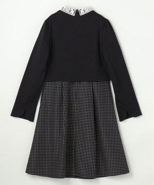 組曲 KIDS 【110-140㎝】 ドットジャガードワンピース＆ジャケットセット ネイビー