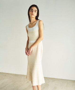 GRACE CONTINENTAL ツイードマーメイドニットワンピース キナリ