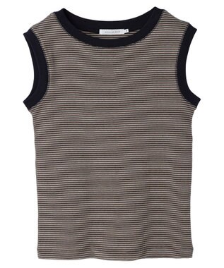 AMERICAN HOLIC ミジンボーダーノースリーブカットプルオーバー Navy