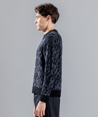 JOSEPH HOMME オーナメントブークレ　クルーネックニット ブラック系