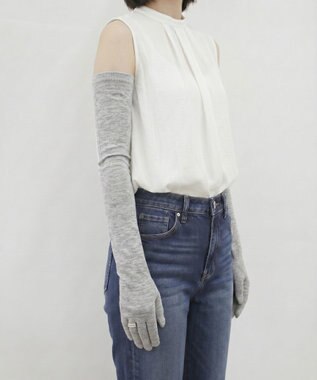 ORuKuBET 【オンワード・クローゼット限定・数量限定】リングビジュー付きUVカットロンググローブ (WOMEN)【 UVカット・タッチパネル対応 】 グレー