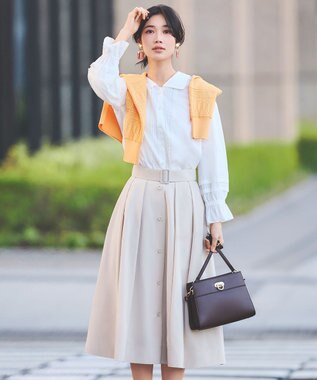 組曲 カラータフタベルト付き スカート ベージュ系