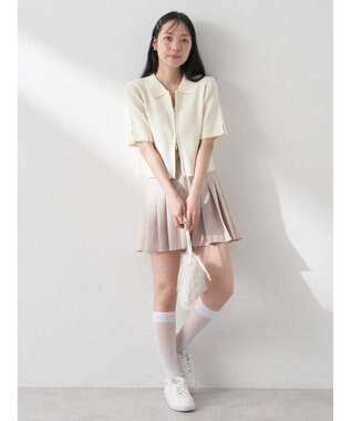 earth music&ecology 衿付きダブルＺＩＰカーディガン Ivory