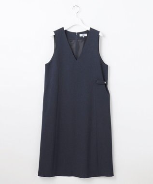 J.PRESS LADIES L 【洗える】LANATEC シャークスキン&ヘリンボーン ジャンパースカート ネイビー系