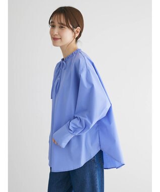 Green Parks スタンドフリルアソートブラウス Blue