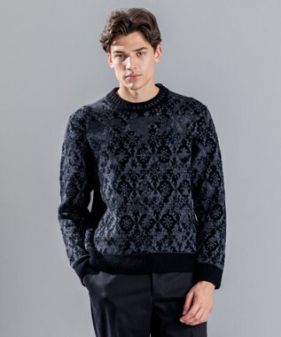 オーナメントブークレ　クルーネックニット