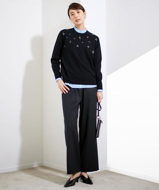 ICB 【洗える】 セシェシルキーローン シャツブラウス スカイブルー系