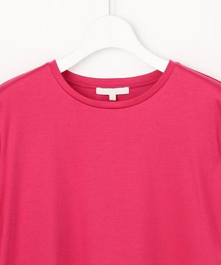 自由区 ナチュラルコットンハイゲージレースドッキング Tシャツ マゼンタ