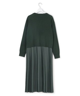 23区 L ニットセットアップ プリーツコンビ ワンピース ダークグリーン系