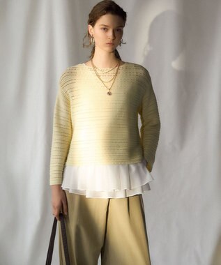 23区 【先行予約】コットンギマ ボートネック ニット ライトイエロー系