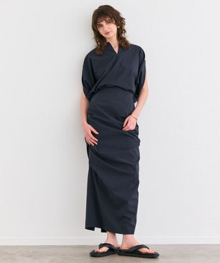 BEIGE， 【接触冷感/UVカット/洗える】YANN / サイドタックIラインロングスカート Black