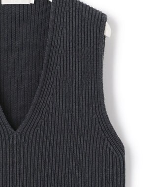 ICB 【洗える】 コットンテープリブベスト チャコール系