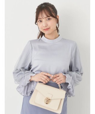 earth music&ecology チュール袖スタンドカラートップス Grayish Blue