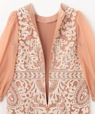 GRACE CONTINENTAL オーガン袖コード刺繍ドレス ピンク