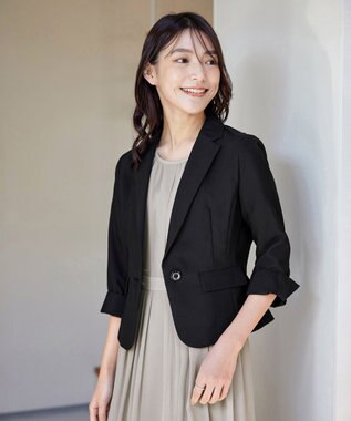 Tiaclasse 【吸水速乾・接触冷感・UVケア・防シワ・洗える】カチオンテーラードジャケット ブラック