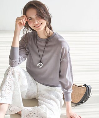 23区 【見上愛さん着用】ラッセルオーナメントレース ワイド パンツ ホワイト系