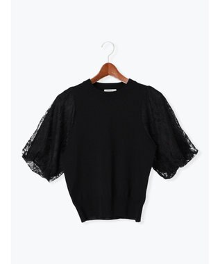 Te chichi レースバルーンスリーブニット ブラック