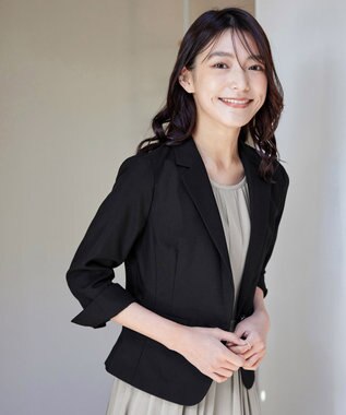 Tiaclasse 【吸水速乾・接触冷感・UVケア・防シワ・洗える】カチオンテーラードジャケット ブラック