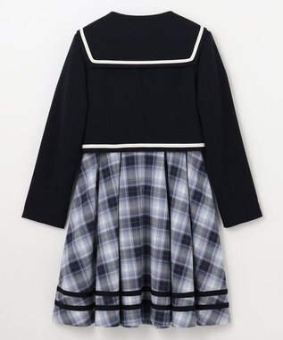 ANY KIDS ジャケット付き チェック ワンピース ネイビー