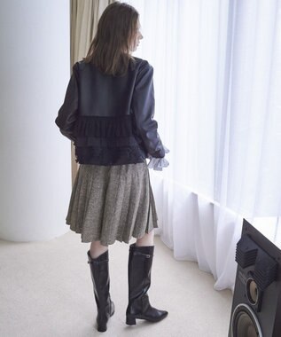 YECCA VECCA バックフリルライダースジャケット Black
