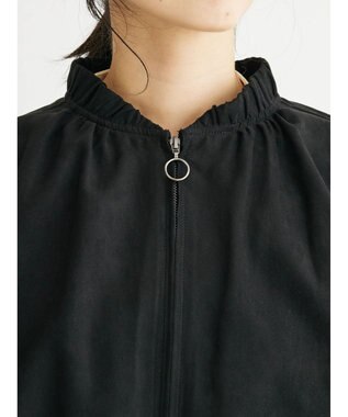 Green Parks スウェード調ギャザーブルゾン Black