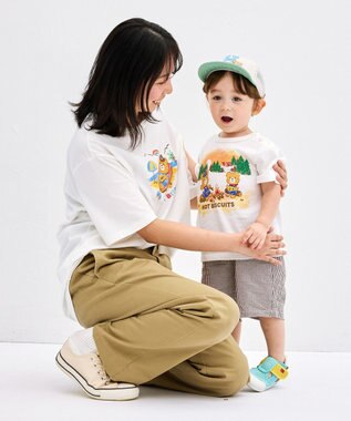 MIKI HOUSE HOT BISCUITS 【家族でおそろい】【155-185cm】アウトドアデザイン(大人用) 半袖Tシャツ ブルー