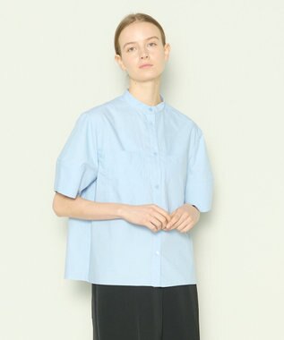 JOSEPH 【洗える】コットンシルク　フルオープンブラウス Sky blue