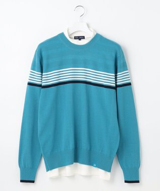 23区GOLF 嬉しいインナー付き【ニット＋吸湿発熱インナー】ニット ツインセット サックスブルー系