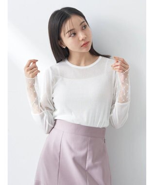 earth music&ecology チュールビジュープルオーバー Ivory