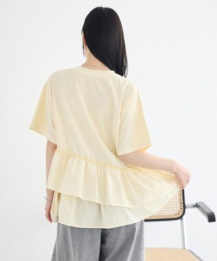 earth music&ecology 異素材ドッキンググラフィックTシャツ Ivory