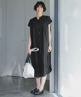 ANY スパンボイル撥水ワンピース ブラック