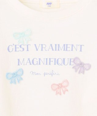 ANY KIDS 【綿100%】ロゴプリント 長袖Tシャツ オフホワイト